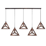 GloboStar® TRIANGLE 00609 Μοντέρνο Κρεμαστό Φωτιστικό Ράγα Πολύφωτο 5 x E27 IP20 Χάλκινο Μέταλλο - Μ170 x Π22 x Y130cm - Image 4