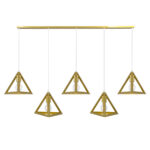 GloboStar® TRIANGLE 00610 Μοντέρνο Κρεμαστό Φωτιστικό Ράγα Πολύφωτο 5 x E27 IP20 Χρυσό Μέταλλο - Μ170 x Π22 x Y130cm - Image 2