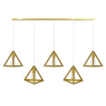 GloboStar® TRIANGLE 00610 Μοντέρνο Κρεμαστό Φωτιστικό Ράγα Πολύφωτο 5 x E27 IP20 Χρυσό Μέταλλο - Μ170 x Π22 x Y130cm - Image 3