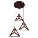 GloboStar® TRIANGLE 00618 Μοντέρνο Κρεμαστό Φωτιστικό Πλέγμα Τρίφωτο 3 x E27 IP20 Χάλκινο Μέταλλο - Μ49 x Π49 x Y130cm - Image 4
