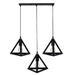 GloboStar® TRIANGLE 00621 Μοντέρνο Κρεμαστό Φωτιστικό Ράγα Τρίφωτο 3 x E27 IP20 Μαύρο Μέταλλο - Μ70 x Π22 x Y130cm - Image 3