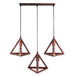 GloboStar® TRIANGLE 00623 Μοντέρνο Κρεμαστό Φωτιστικό Ράγα Τρίφωτο 3 x E27 IP20 Χάλκινο Μέταλλο - Μ70 x Π22 x Y130cm - Image 3