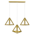 GloboStar® TRIANGLE 00625 Μοντέρνο Κρεμαστό Φωτιστικό Ράγα Τρίφωτο 3 x E27 IP20 Χρυσό Μέταλλο - Μ70 x Π22 x Y130cm - Image 3