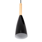 GloboStar® DILLON 00628 Μοντέρνο Κρεμαστό Φωτιστικό Καμπάνα Πολύφωτο 6 x E27 IP20 Μαύρο Μέταλλο με Μπεζ Ξύλο - Μ52 x Π52 x Y130cm - Image 5