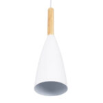 GloboStar® DILLON 00629 Μοντέρνο Κρεμαστό Φωτιστικό Καμπάνα Πολύφωτο 6 x E27 IP20 Λευκό Μέταλλο με Μπεζ Ξύλο - Μ52 x Π52 x Y130cm - Image 5