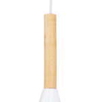GloboStar® DILLON 00629 Μοντέρνο Κρεμαστό Φωτιστικό Καμπάνα Πολύφωτο 6 x E27 IP20 Λευκό Μέταλλο με Μπεζ Ξύλο - Μ52 x Π52 x Y130cm - Image 6