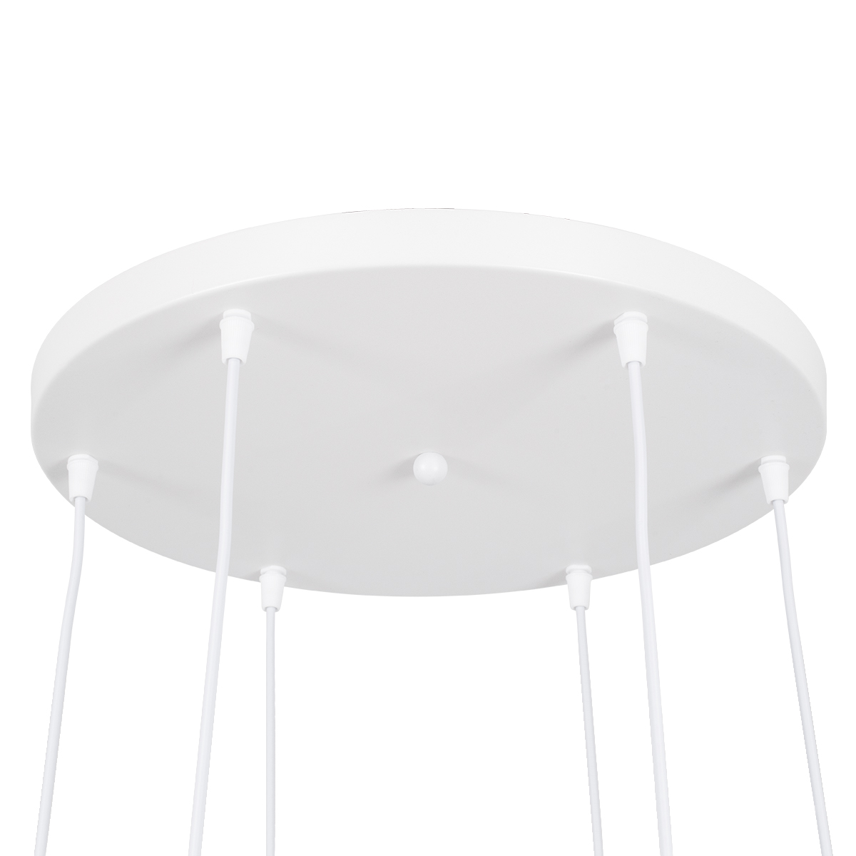 GloboStar® DILLON 00629 Μοντέρνο Κρεμαστό Φωτιστικό Καμπάνα Πολύφωτο 6 x E27 IP20 Λευκό Μέταλλο με Μπεζ Ξύλο - Μ52 x Π52 x Y130cm - Image 7