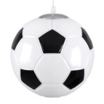GloboStar® FOOTBALL 00647 Παιδικό Κρεμαστό Φωτιστικό Μπάλα Μονόφωτο 1 x E27 IP20 Λευκό & Μαύρο Γυαλί - Μ25 x Π25 x Υ25cm - Image 4