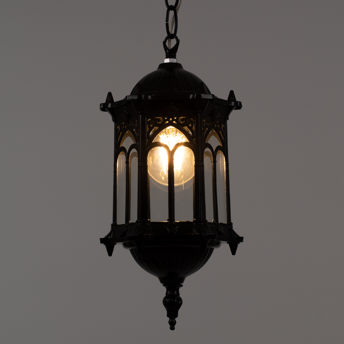 GloboStar® DARCY 00655 Vintage Κρεμαστό Φωτιστικό Πλέγμα Μονόφωτο 1 x E27 IP20 Μαύρο Μέταλλο με Διάφανο Γυαλί - Μ15.5 x Π15.5 x Υ32.5cm - Image 2