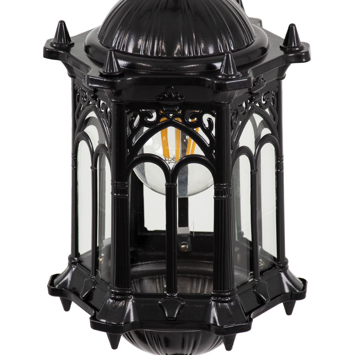 GloboStar® DARCY 00655 Vintage Κρεμαστό Φωτιστικό Πλέγμα Μονόφωτο 1 x E27 IP20 Μαύρο Μέταλλο με Διάφανο Γυαλί - Μ15.5 x Π15.5 x Υ32.5cm - Image 6