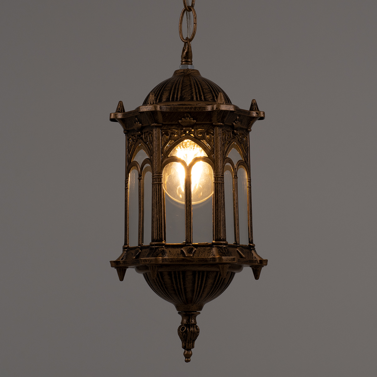 GloboStar® DARCY 00656 Vintage Κρεμαστό Φωτιστικό Πλέγμα Μονόφωτο 1 x E27 IP20 Μπρούτζινο Μέταλλο με Διάφανο Γυαλί - Μ15.5 x Π15.5 x Υ32.5cm - Image 2