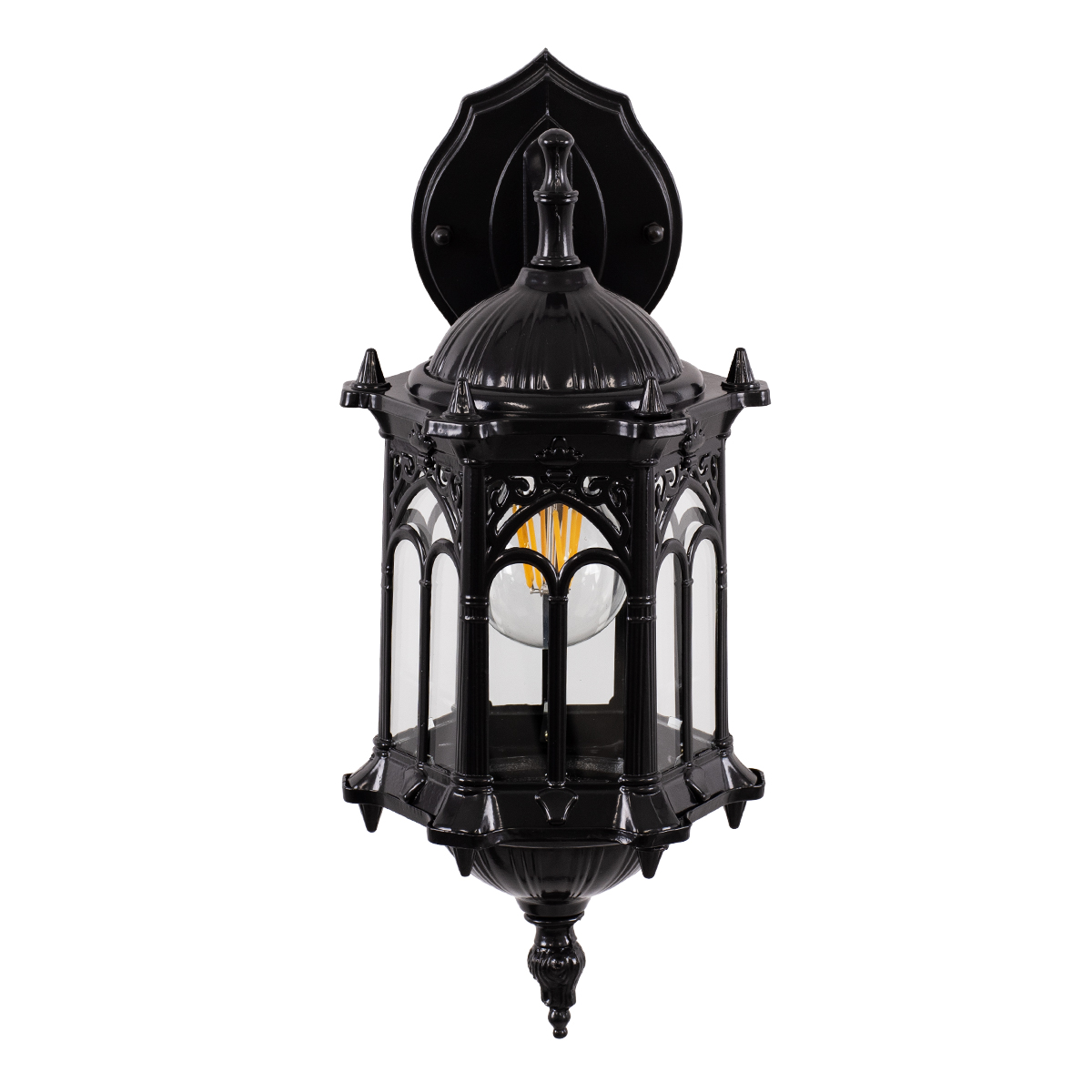 GloboStar® DARCY 00657 Vintage Επιτοίχιο Φωτιστικό Απλίκα Μονόφωτο 1 x E27 IP20 Μαύρο Μέταλλο με Διάφανο Γυαλί - Φ15.5 x Y34.5cm - Image 8