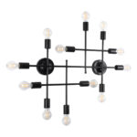 GloboStar® PIPING 00667-1 Vintage Φωτιστικό Οροφής Πλέγμα Πολύφωτο 12 x E27 IP20 Μαύρο Μέταλλο - Μ78.5 x Π9.5 x Υ64cm - Image 3