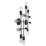GloboStar® PIPING 00667-1 Vintage Φωτιστικό Οροφής Πλέγμα Πολύφωτο 12 x E27 IP20 Μαύρο Μέταλλο - Μ78.5 x Π9.5 x Υ64cm - Image 4