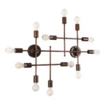 GloboStar® PIPING 00668-1 Vintage Φωτιστικό Οροφής Πλέγμα Πολύφωτο 12 x E27 IP20 Χάλκινο Μέταλλο - Μ78.5 x Π9.5 x Υ64cm - Image 3