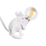 GloboStar® MOUSE 00676 Vintage Επιτραπέζιο Φωτιστικό Πορτατίφ Λαμπατέρ Μονόφωτο με Ντουί 1 x E12 AC 230V Λευκό Πλαστικό Μ13 x Π4 x Υ7cm - Image 4