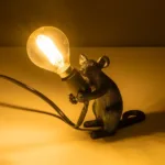 GloboStar® MOUSE 00678 Vintage Επιτραπέζιο Φωτιστικό Πορτατίφ Λαμπατέρ Μονόφωτο με Ντουί 1 x E12 AC 230V Μαύρο Πλαστικό Μ12 x Π4 x Υ10cm