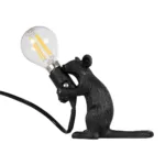 GloboStar® MOUSE 00678 Vintage Επιτραπέζιο Φωτιστικό Πορτατίφ Λαμπατέρ Μονόφωτο με Ντουί 1 x E12 AC 230V Μαύρο Πλαστικό Μ12 x Π4 x Υ10cm - Image 2