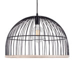 GloboStar® NEVIS 00681 Μοντέρνο Κρεμαστό Φωτιστικό Πλέγμα Μονόφωτο 1 x E27 IP20 Μαύρο Μέταλλο - Μ49 x Π49 x Υ34.5cm - Image 4
