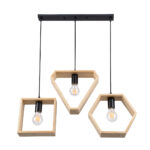 GloboStar® ELISE 00682 Μοντέρνο Κρεμαστό Φωτιστικό Ράγα Τρίφωτο 3 x E27 IP20 Μπεζ Ξύλο με Μαύρο Μέταλλο - Μ76 x Π8 x Υ130cm - Image 3