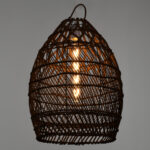 GloboStar® TAHITI 00711 Boho Κρεμαστό Φωτιστικό Πλέγμα Μονόφωτο 1 x E27 IP20 Καφέ Ξύλο - Μ38 x Π38 x Υ50cm - Image 2
