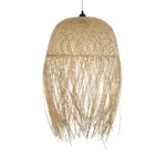 GloboStar® MANILA 00713 Boho Κρεμαστό Φωτιστικό Πλέγμα Μονόφωτο 1 x E27 IP20 Μπέζ Ξύλο - Μ50 x Π50 x Υ70cm - Image 3