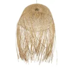 GloboStar® MANILA 00713 Boho Κρεμαστό Φωτιστικό Πλέγμα Μονόφωτο 1 x E27 IP20 Μπέζ Ξύλο - Μ50 x Π50 x Υ70cm - Image 4