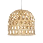 GloboStar® MANGEA 00715 Boho Κρεμαστό Φωτιστικό Πλέγμα Μονόφωτο 1 x E27 IP20 Μπεζ Ξύλο - Μ35 x Π35 x Υ22cm - Image 3