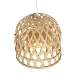 GloboStar® MANGEA 00715 Boho Κρεμαστό Φωτιστικό Πλέγμα Μονόφωτο 1 x E27 IP20 Μπεζ Ξύλο - Μ35 x Π35 x Υ22cm - Image 5