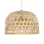 GloboStar® MANGEA 00716 Boho Κρεμαστό Φωτιστικό Πλέγμα Μονόφωτο 1 x E27 IP20 Μπέζ Ξύλο - Μ50 x Π50 x Υ34cm - Image 3