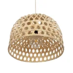 GloboStar® MANGEA 00716 Boho Κρεμαστό Φωτιστικό Πλέγμα Μονόφωτο 1 x E27 IP20 Μπέζ Ξύλο - Μ50 x Π50 x Υ34cm - Image 4