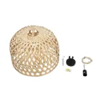 GloboStar® MANGEA 00716 Boho Κρεμαστό Φωτιστικό Πλέγμα Μονόφωτο 1 x E27 IP20 Μπέζ Ξύλο - Μ50 x Π50 x Υ34cm - Image 8