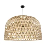 GloboStar® MANGEA 00717 Boho Κρεμαστό Φωτιστικό Πλέγμα Μονόφωτο 1 x E27 IP20 Μπεζ Ξύλο - Μ100 x Π100 x Υ59cm - Image 2