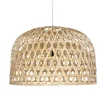 GloboStar® MANGEA 00717 Boho Κρεμαστό Φωτιστικό Πλέγμα Μονόφωτο 1 x E27 IP20 Μπεζ Ξύλο - Μ100 x Π100 x Υ59cm - Image 3