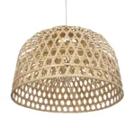 GloboStar® MANGEA 00717 Boho Κρεμαστό Φωτιστικό Πλέγμα Μονόφωτο 1 x E27 IP20 Μπεζ Ξύλο - Μ100 x Π100 x Υ59cm - Image 4