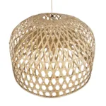 GloboStar® MANGEA 00717 Boho Κρεμαστό Φωτιστικό Πλέγμα Μονόφωτο 1 x E27 IP20 Μπεζ Ξύλο - Μ100 x Π100 x Υ59cm - Image 5