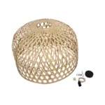 GloboStar® MANGEA 00717 Boho Κρεμαστό Φωτιστικό Πλέγμα Μονόφωτο 1 x E27 IP20 Μπεζ Ξύλο - Μ100 x Π100 x Υ59cm - Image 8