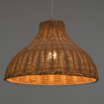 GloboStar® MAYOTTE 00724 Boho Κρεμαστό Φωτιστικό Καμπάνα Μονόφωτο 1 x E27 IP20 Μπεζ Ξύλο - Μ40 x Π40 x Υ28cm - Image 2