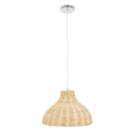 GloboStar® MAYOTTE 00724 Boho Κρεμαστό Φωτιστικό Καμπάνα Μονόφωτο 1 x E27 IP20 Μπεζ Ξύλο - Μ40 x Π40 x Υ28cm - Image 3