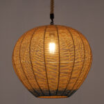 GloboStar® SIMON 00727 Boho Κρεμαστό Φωτιστικό Ανάρτηση Μονόφωτο 1 x E27 IP20 Μπεζ & Μπλε Σχοινί - Μ50 x Π50 x Y47cm - Image 2