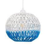 GloboStar® SANTOR 00728 Boho Κρεμαστό Φωτιστικό Πλέγμα Μονόφωτο 1 x E27 IP20 Λευκό & Μπλε Σχοινί - Μ30 x Π30 x Υ30cm - Image 4