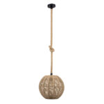 GloboStar® MANDALA 00731 Boho Κρεμαστό Φωτιστικό Πλέγμα Μονόφωτο 1 x E27 IP20 Μπεζ Σχοινί - Μ30 x Π30 x Y30cm - Image 4