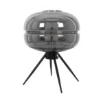 GloboStar® JAVAN 00738 Μοντέρνο Επιτραπέζιο Φωτιστικό Πορτατίφ Λαμπατέρ Μονόφωτο Φιμέ Νίκελ Γυάλινο Μαύρο Μεταλλικό Φ30 x Υ19cm - Image 3
