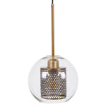 GloboStar® AVERY 00739 Μοντέρνο Κρεμαστό Φωτιστικό Μπάλα Μονόφωτο 1 x E27 IP20 Διάφανο Γυαλί με Χρυσό Μέταλλο - Μ18 x Π18 x Υ38cm - Image 4