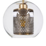 GloboStar® AVERY 00739 Μοντέρνο Κρεμαστό Φωτιστικό Μπάλα Μονόφωτο 1 x E27 IP20 Διάφανο Γυαλί με Χρυσό Μέταλλο - Μ18 x Π18 x Υ38cm - Image 5