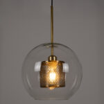 GloboStar® AVERY 00740 Μοντέρνο Κρεμαστό Φωτιστικό Μπάλα Μονόφωτο 1 x E27 IP20 Διάφανο Γυαλί με Χρυσό Μέταλλο - Μ30 x Π30 x Υ48cm - Image 2