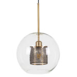 GloboStar® AVERY 00740 Μοντέρνο Κρεμαστό Φωτιστικό Μπάλα Μονόφωτο 1 x E27 IP20 Διάφανο Γυαλί με Χρυσό Μέταλλο - Μ30 x Π30 x Υ48cm - Image 4