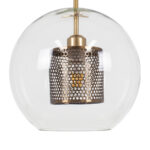 GloboStar® AVERY 00740 Μοντέρνο Κρεμαστό Φωτιστικό Μπάλα Μονόφωτο 1 x E27 IP20 Διάφανο Γυαλί με Χρυσό Μέταλλο - Μ30 x Π30 x Υ48cm - Image 5