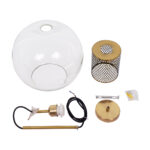GloboStar® AVERY 00740 Μοντέρνο Κρεμαστό Φωτιστικό Μπάλα Μονόφωτο 1 x E27 IP20 Διάφανο Γυαλί με Χρυσό Μέταλλο - Μ30 x Π30 x Υ48cm - Image 8