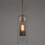 GloboStar® AVERY 00741 Μοντέρνο Κρεμαστό Φωτιστικό Πλέγμα Μονόφωτο 1 x E27 IP20 Διάφανο Γυαλί με Χρυσό Μέταλλο - Μ15 x Π15 x Υ60cm - Image 2